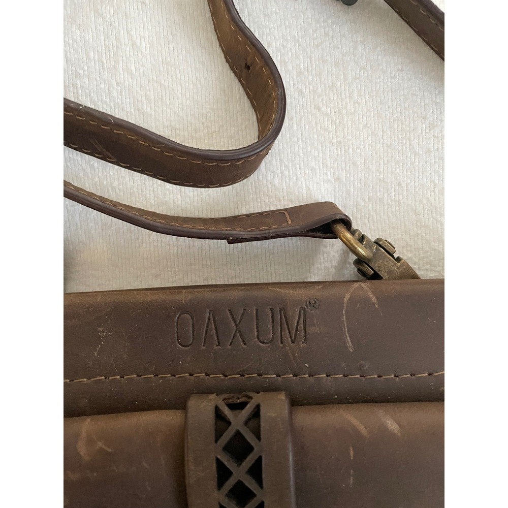 Oaxum La Talabarteria Brown Distressed Leather Crossbody Bag Rustic Travel Boho‎ - Picture 9 of 16